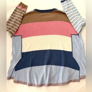 ZAKET & PLOVER Crew Neck Stripe Colorblock Cashmere Blend Sweater Womens Large